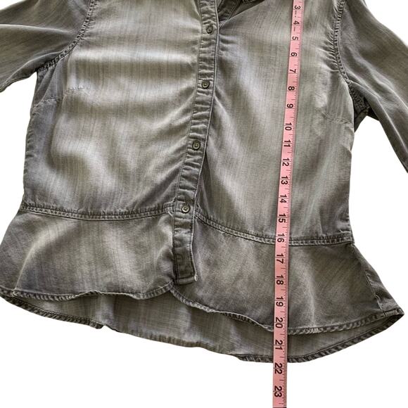 Via Penny Lane Reworked Apparel | Journey Graphic Gray Button Up Shirt Small - Picture 9 of 12